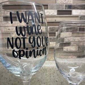 Set of three, custom wine glasses